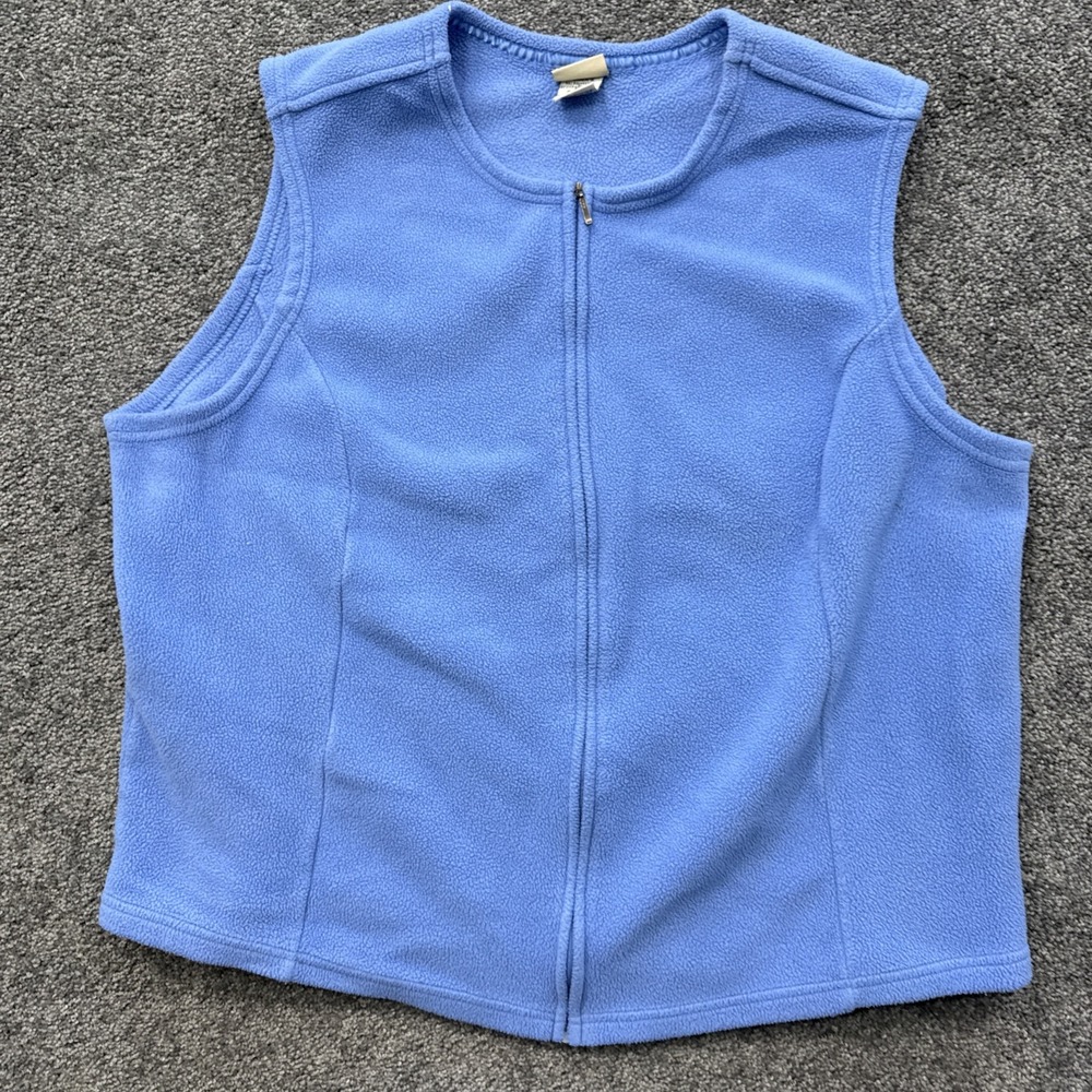 Womens 2X LL Bean Fleece Vest Blue Full Zip  Soft 0 BGD3